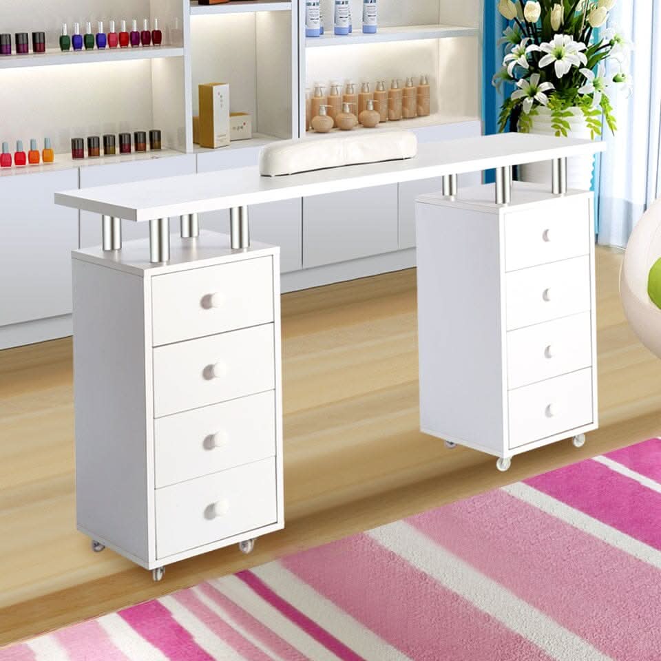 8-drawer Manicure Station Nail Beauty Table on Wheels for Salons