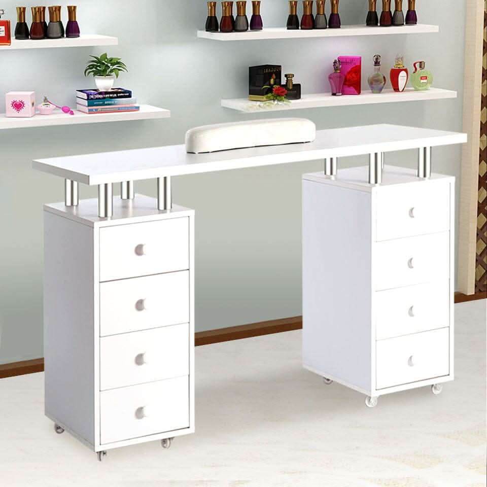 8-drawer Manicure Station Nail Beauty Table on Wheels for Salons