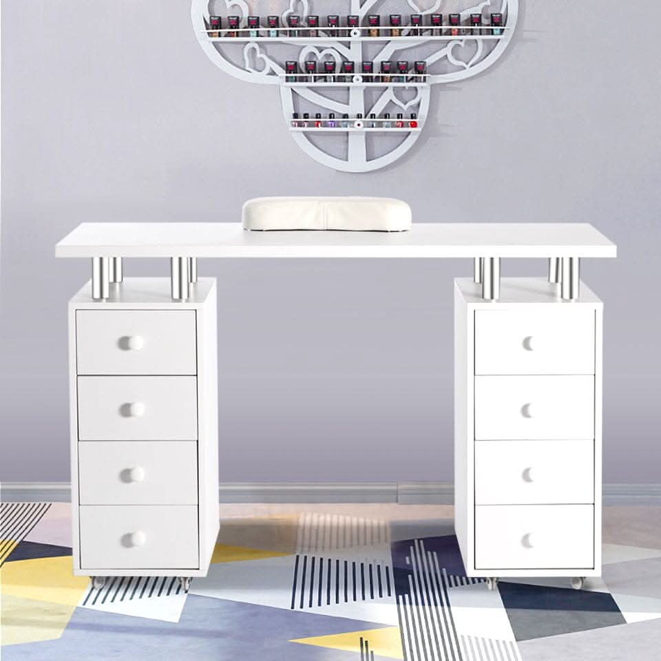 8-drawer Manicure Station Nail Beauty Table on Wheels for Salons