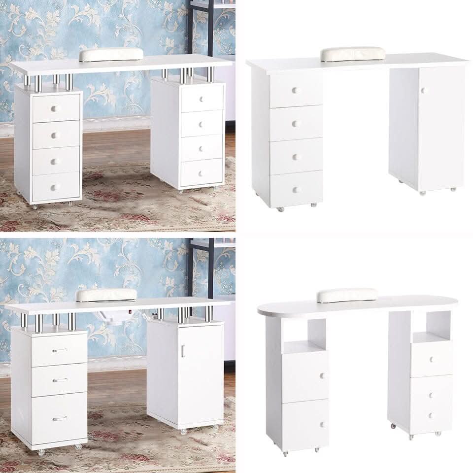8-drawer Manicure Station Nail Beauty Table on Wheels for Salons
