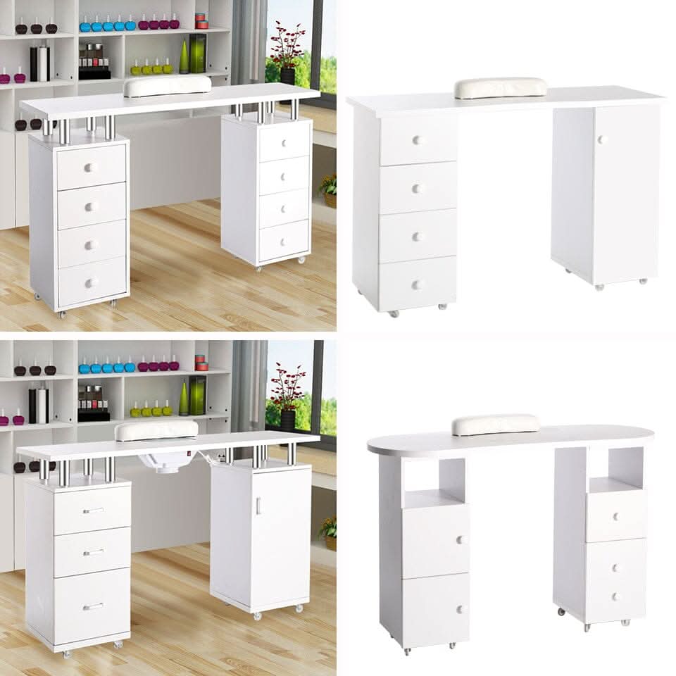 8-drawer Manicure Station Nail Beauty Table on Wheels for Salons