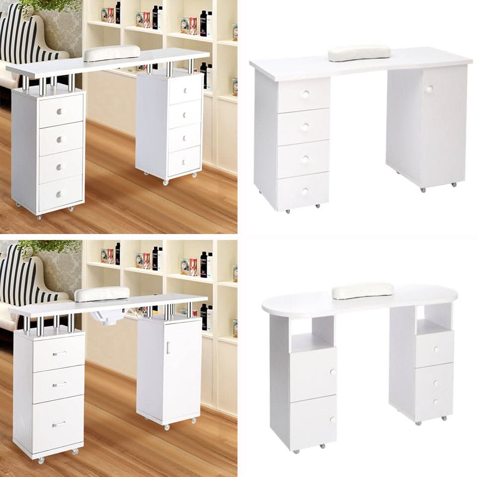 8-drawer Manicure Station Nail Beauty Table on Wheels for Salons