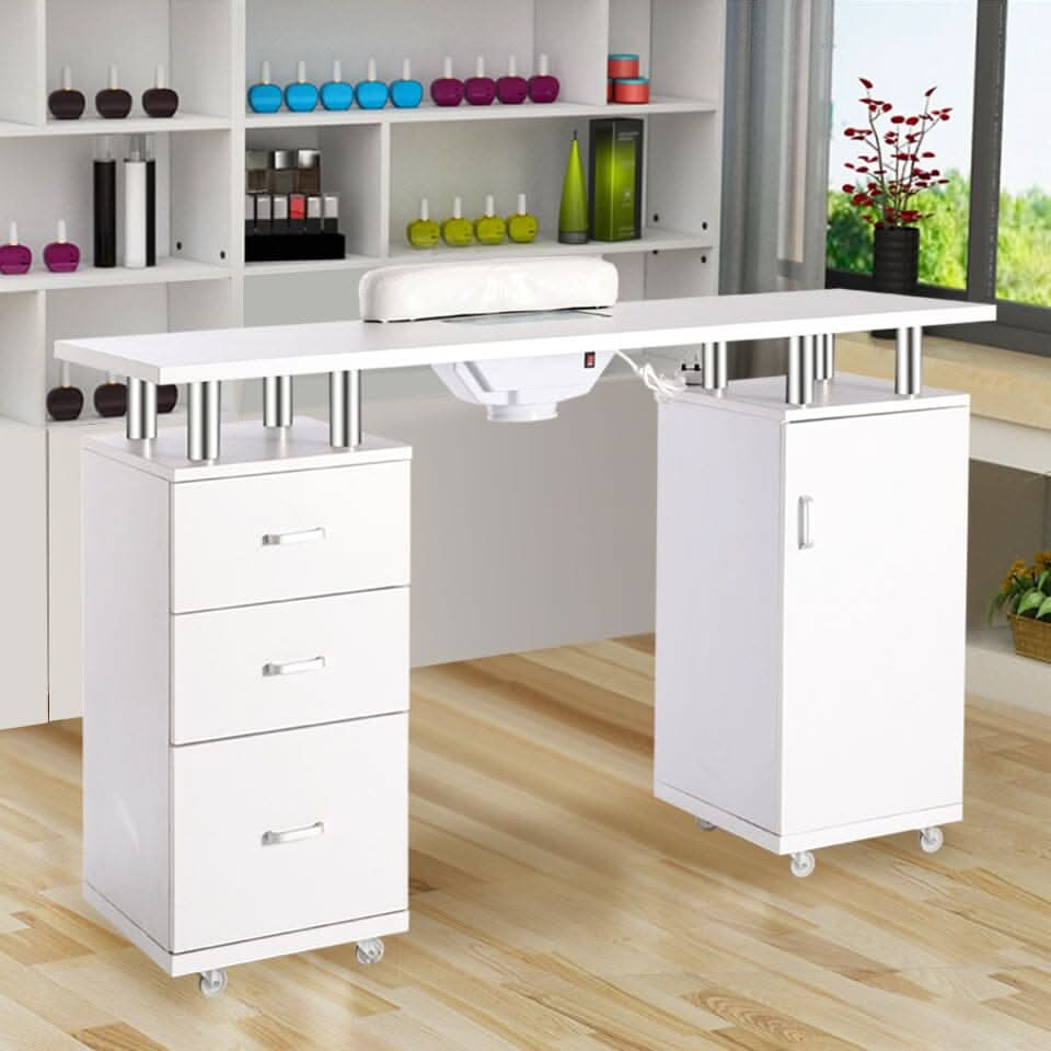 Professional Manicure Station Nail Table on Wheels with Dust Collector