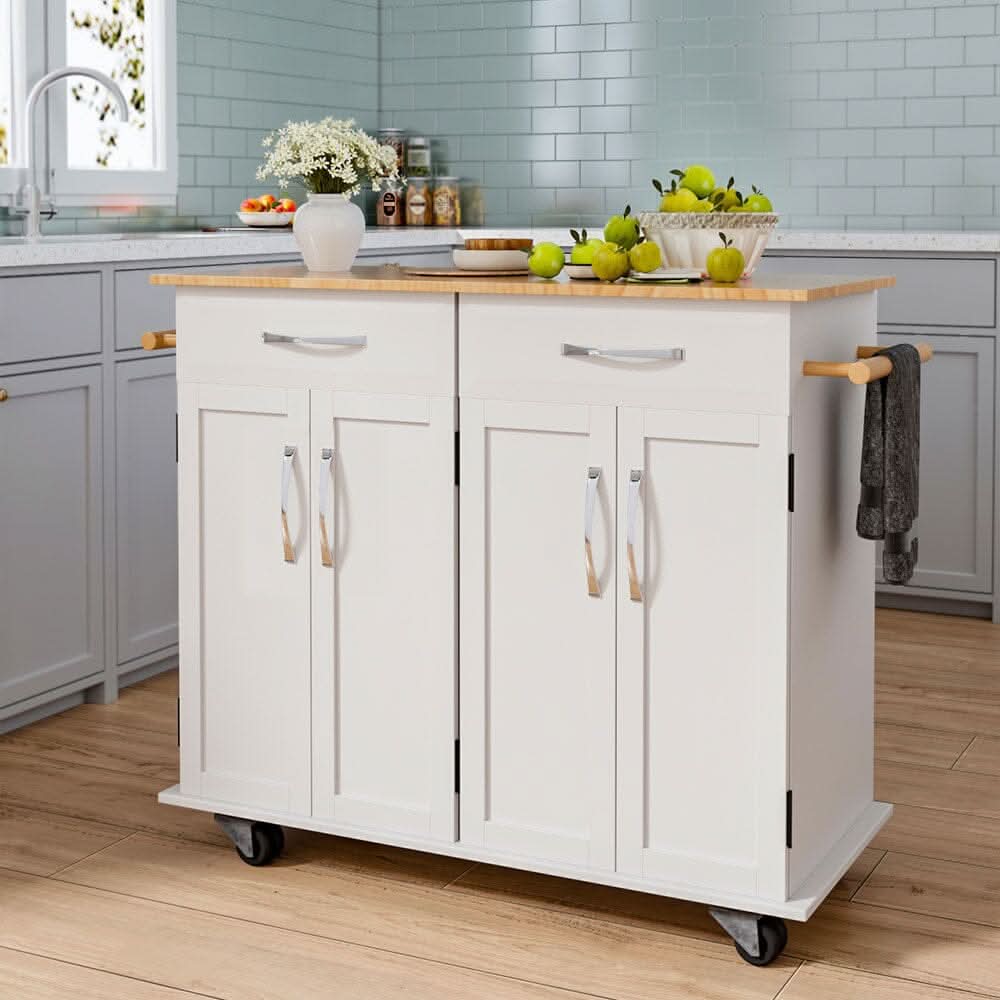 3ft Wooden Large Catering Trolley Cart Kitchen Cabinet with Drawer