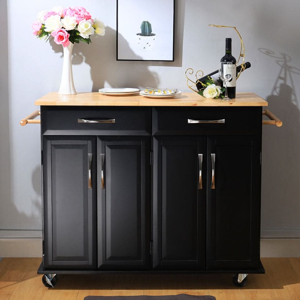 3ft Wooden Large Catering Trolley Cart Kitchen Cabinet with Drawer