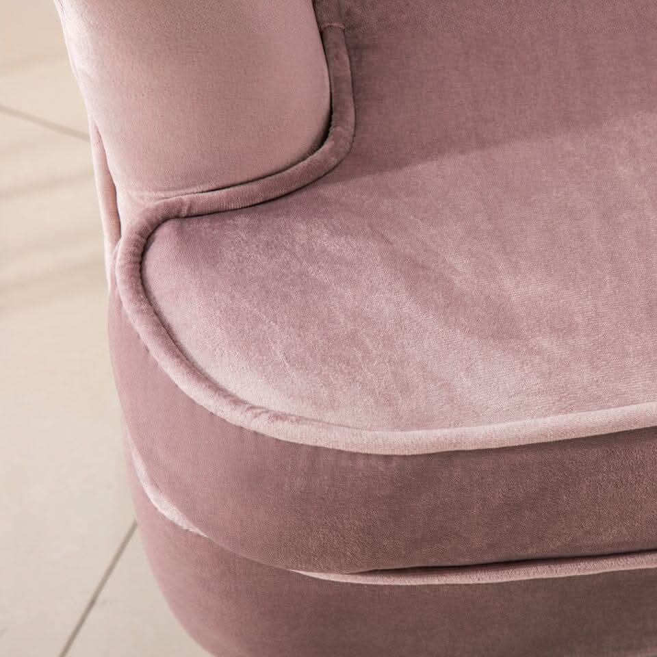 Velvet Noble Armchair with Gold Metal Legs