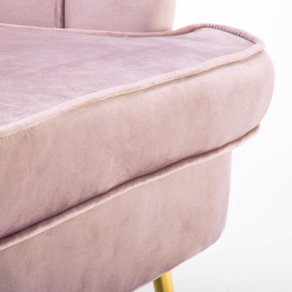 Velvet Noble Armchair with Gold Metal Legs