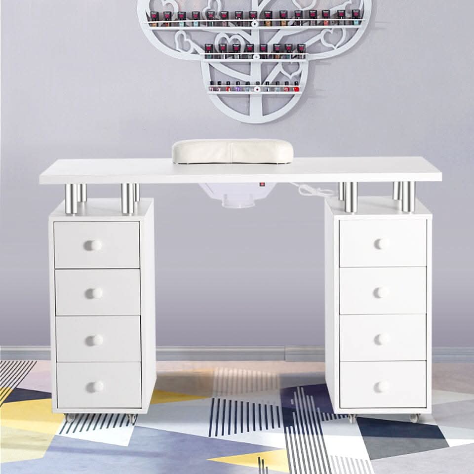 Professional 8-Drawer Manicure Table with Dust Collector and Wheels
