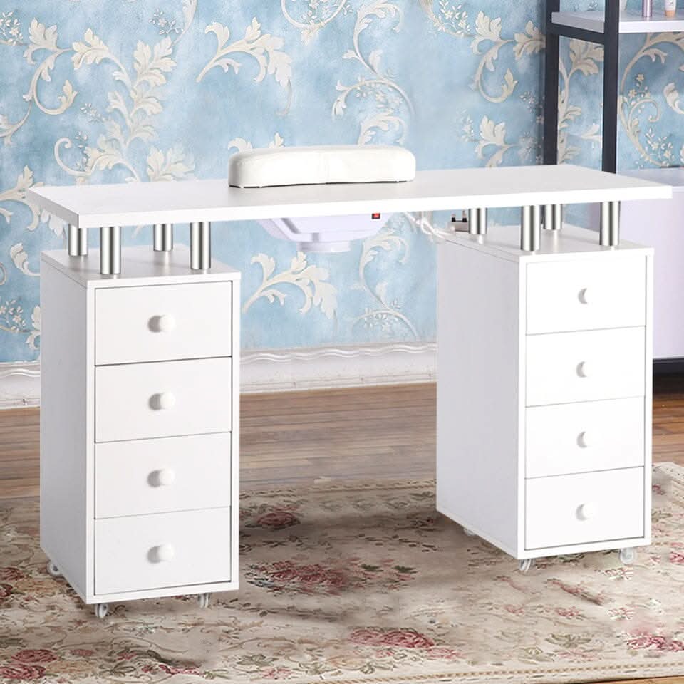 Professional 8-Drawer Manicure Table with Dust Collector and Wheels