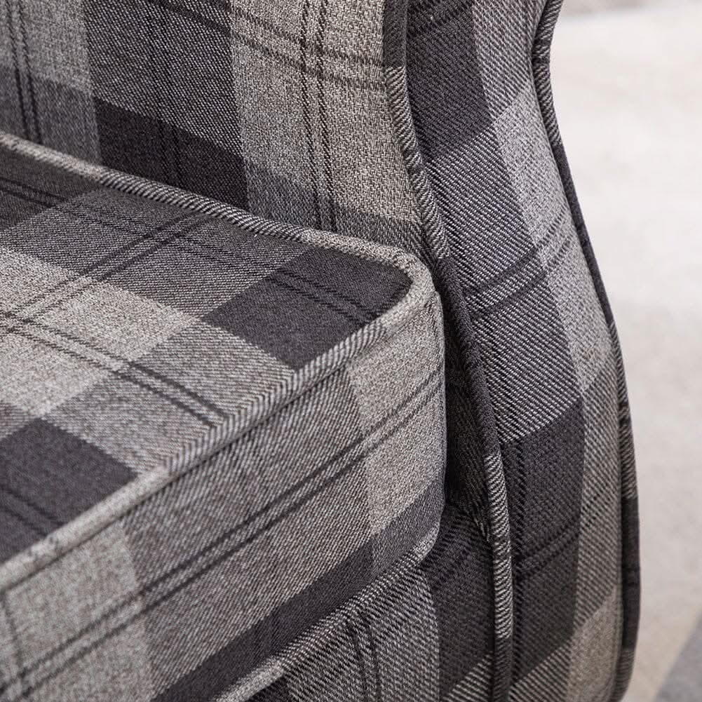 Tartan Tub Chair with Wood Legs and Cushion