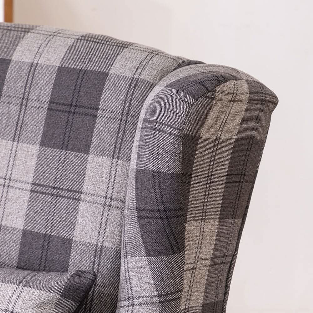 Tartan Tub Chair with Wood Legs and Cushion