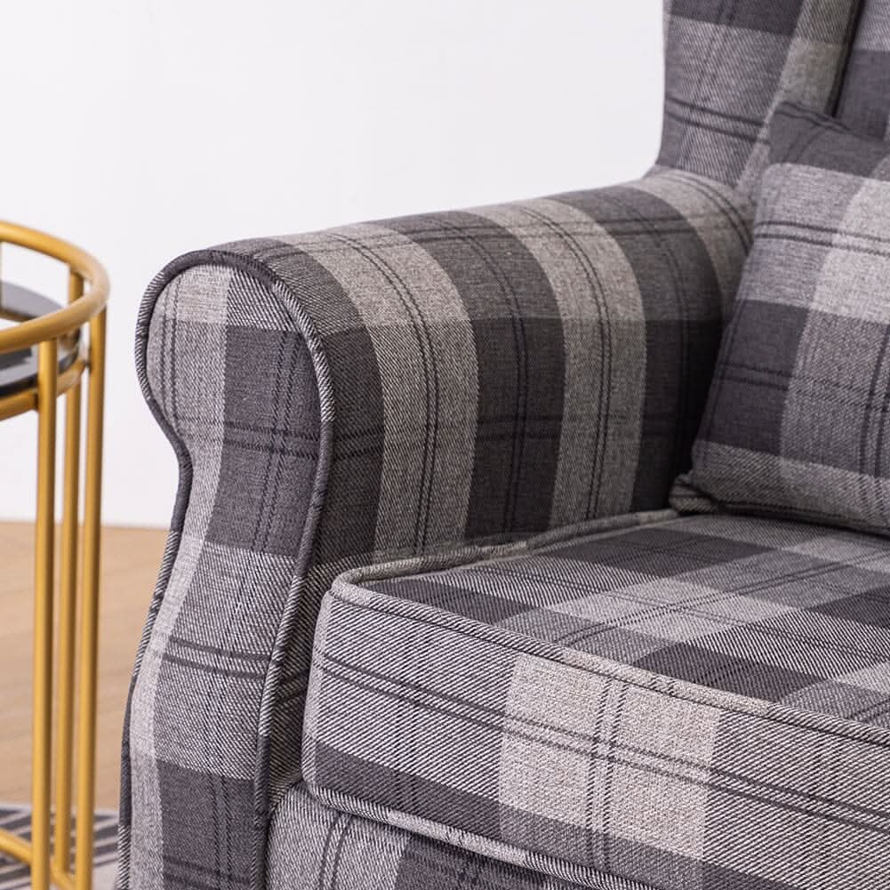 Tartan Tub Chair with Wood Legs and Cushion