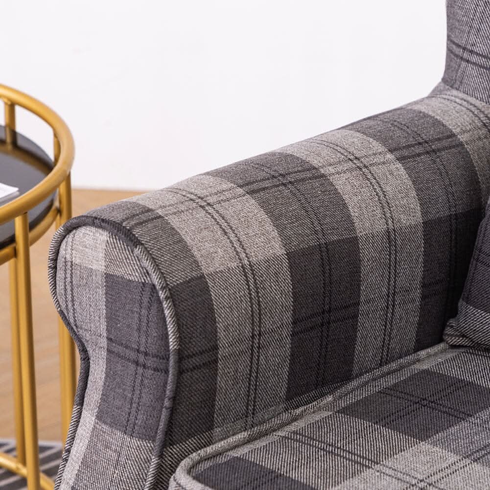 Tartan Tub Chair with Wood Legs and Cushion