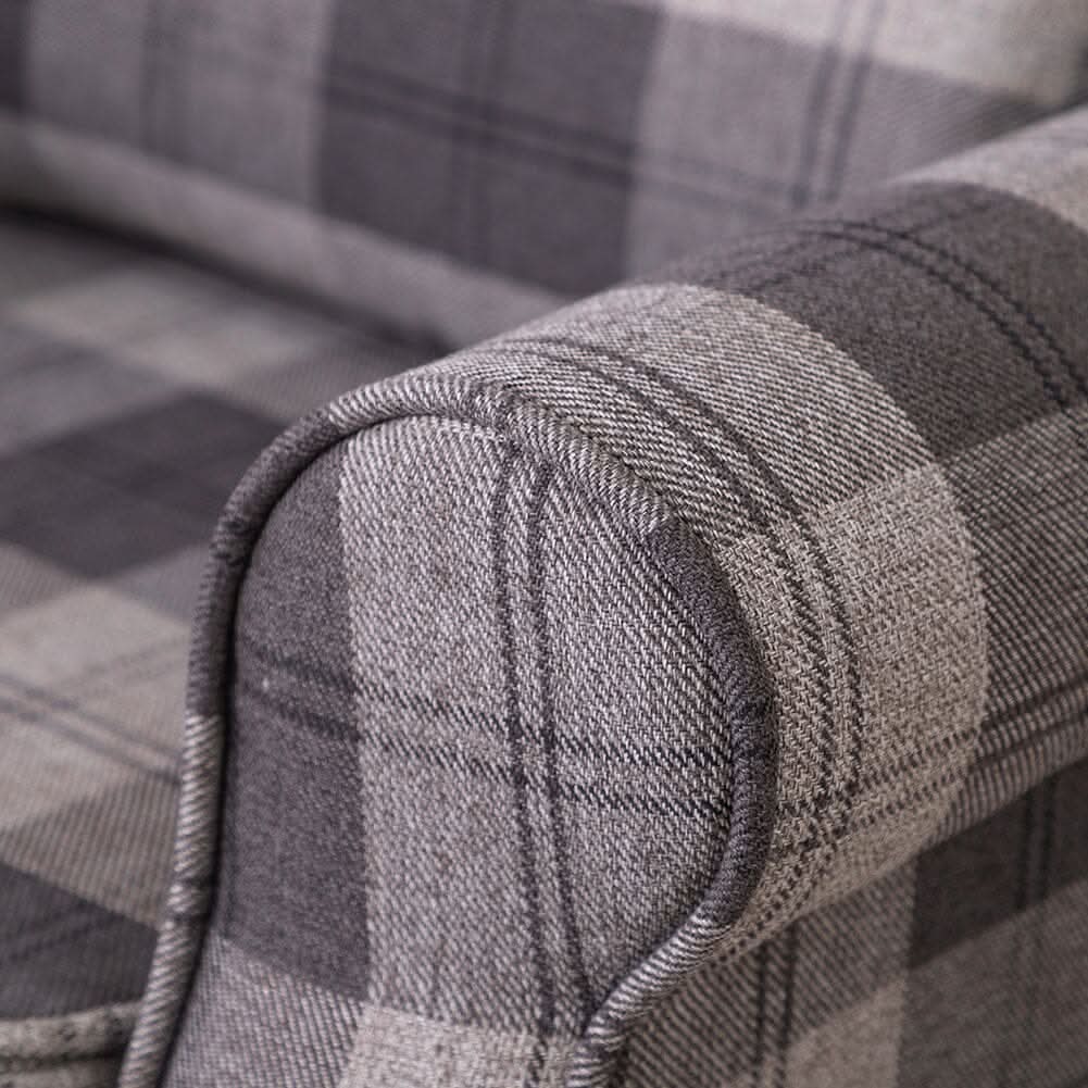 Tartan Tub Chair with Wood Legs and Cushion