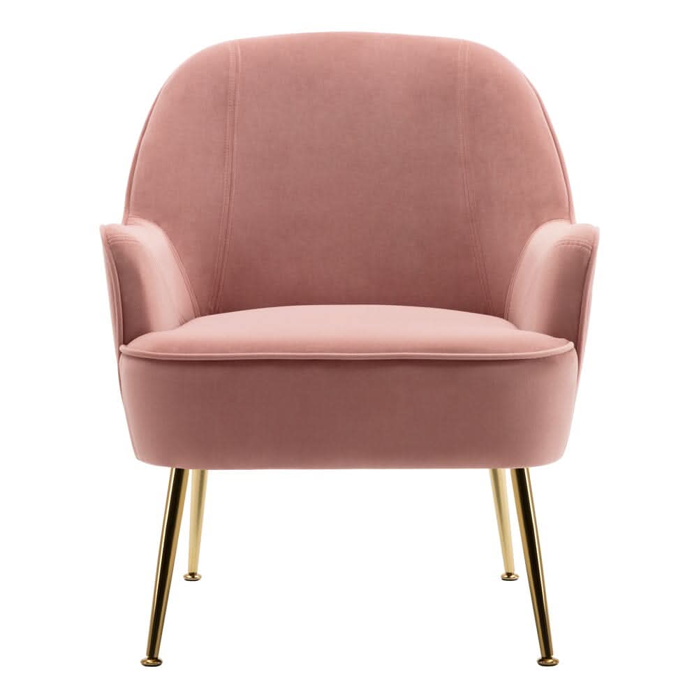 2ft Leisure Velvet Armchair with Gold-Plated Metal Legs