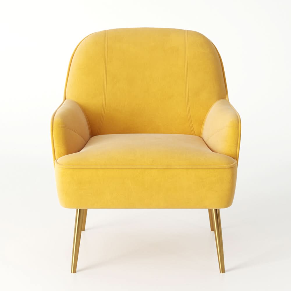 2ft Leisure Velvet Armchair with Gold-Plated Metal Legs
