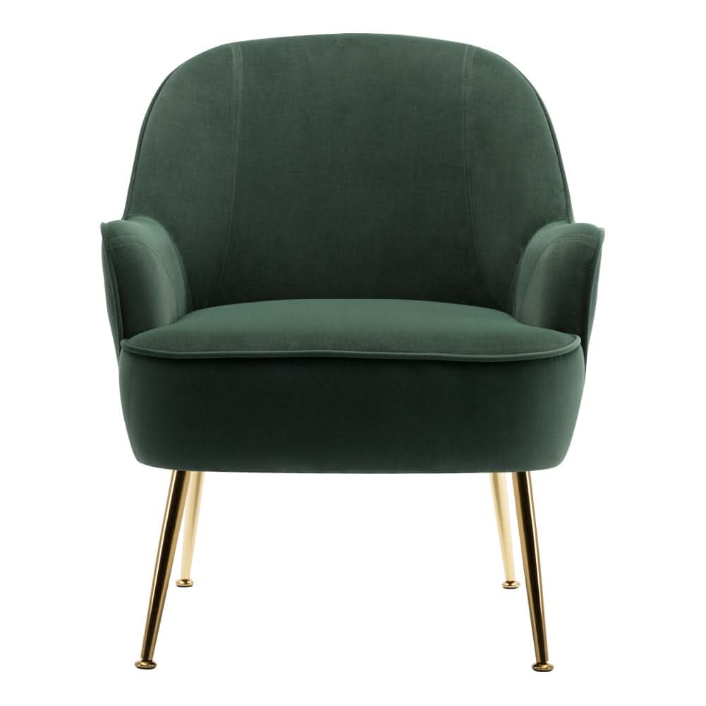 2ft Leisure Velvet Armchair with Gold-Plated Metal Legs