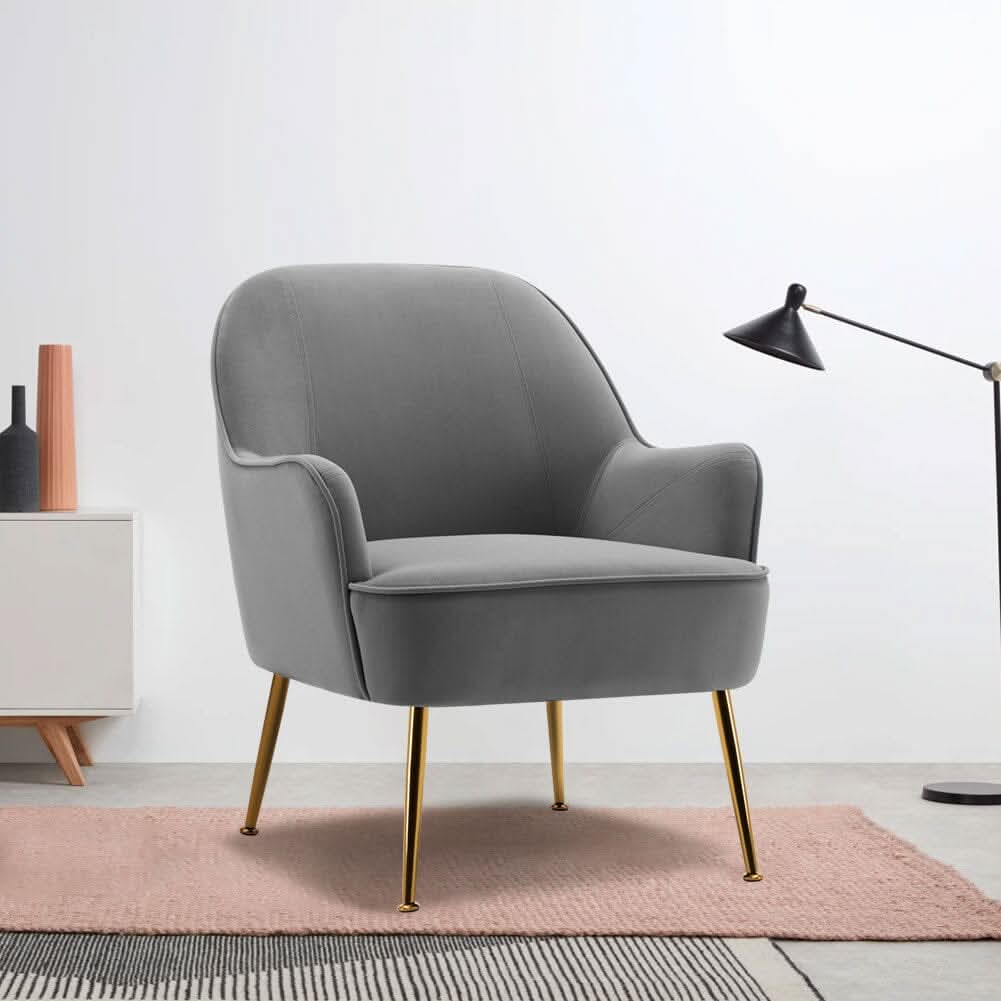 2ft Leisure Velvet Armchair with Gold-Plated Metal Legs