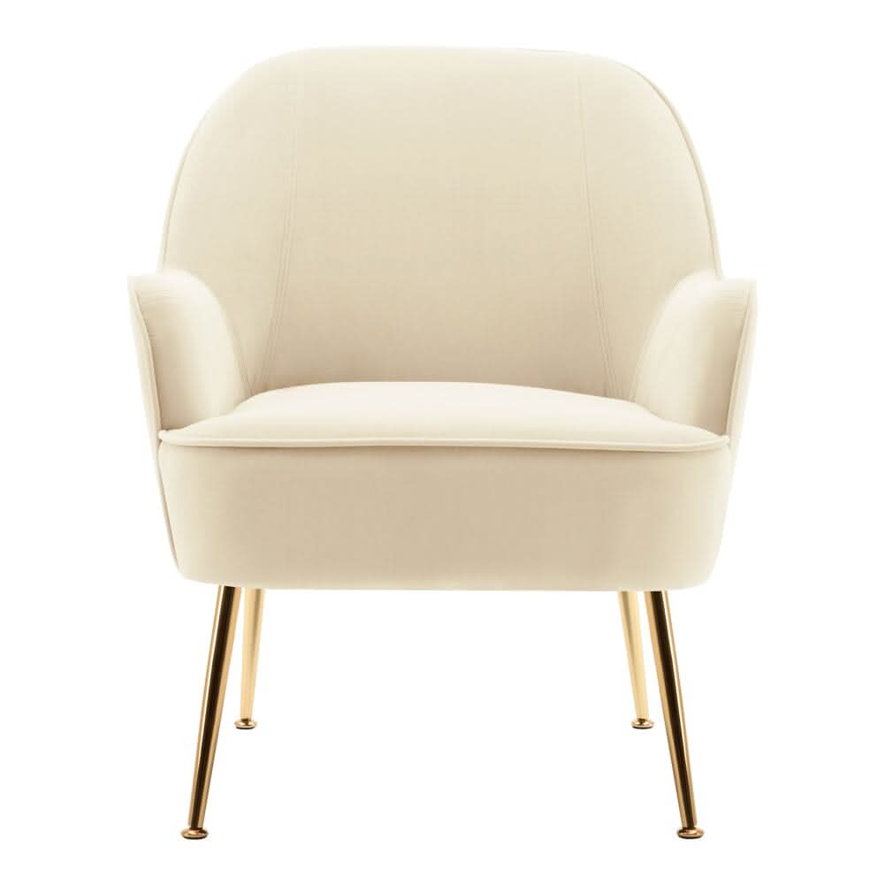 2ft Leisure Velvet Armchair with Gold-Plated Metal Legs