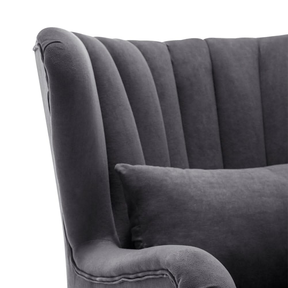 48cm W Occasion Frosted Velvet Wingback Armchair and Footstool