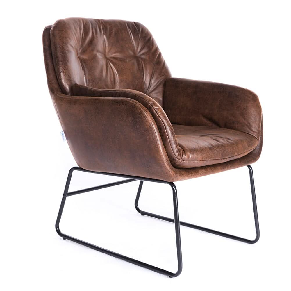 Contemporary Metal Legs Tufted Leisure Armchair