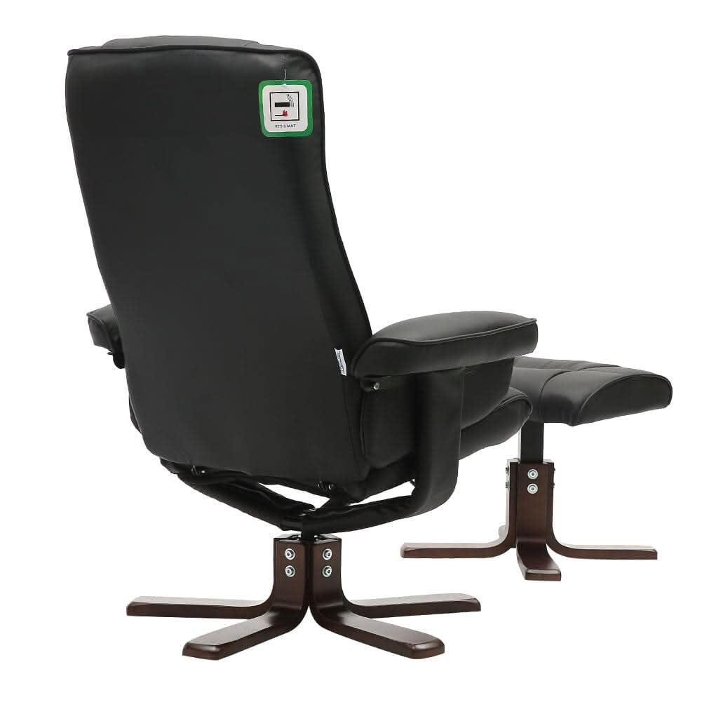 3ft Swivel Recliner Chair Armchair PU Leather with Footstool