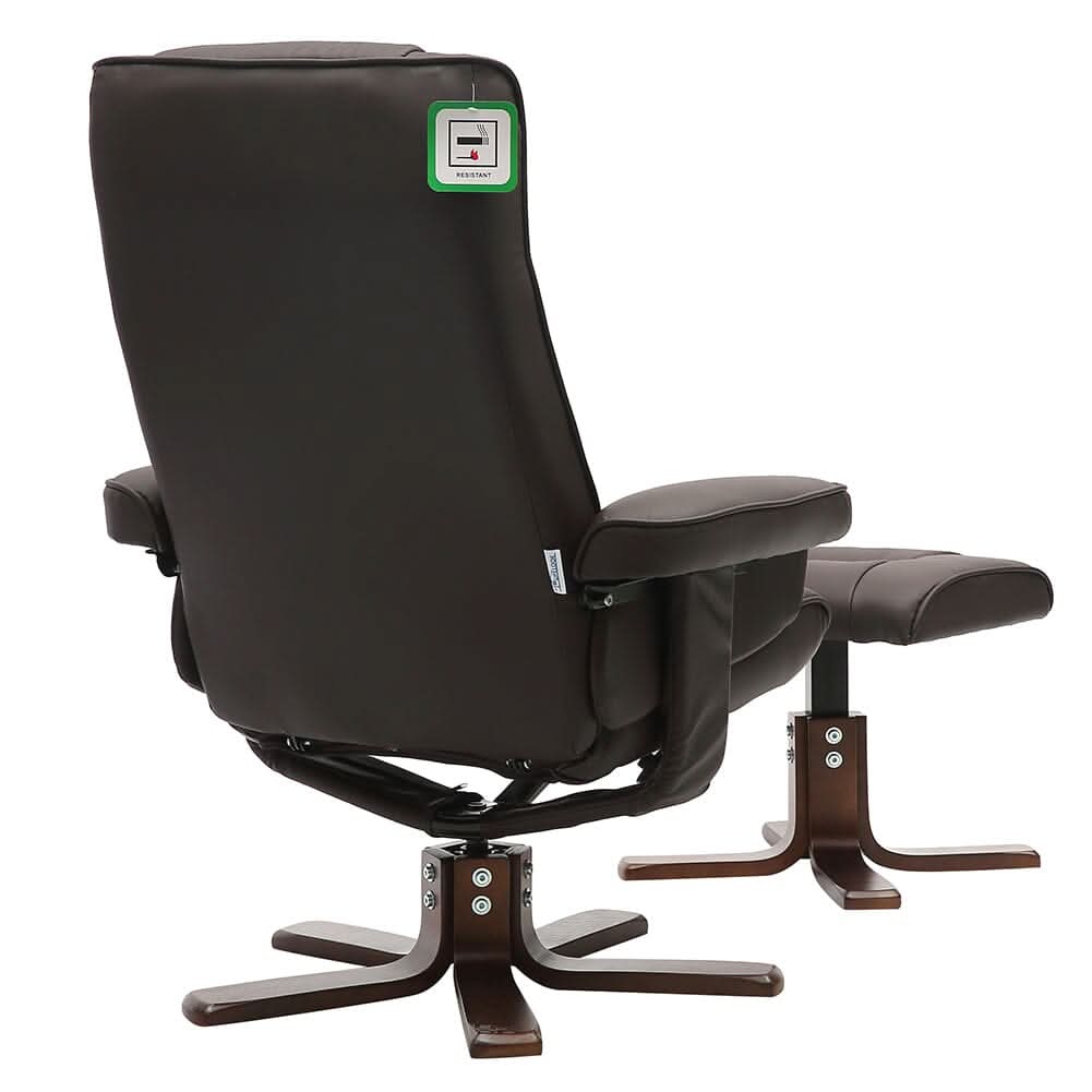 3ft Swivel Recliner Chair Armchair PU Leather with Footstool