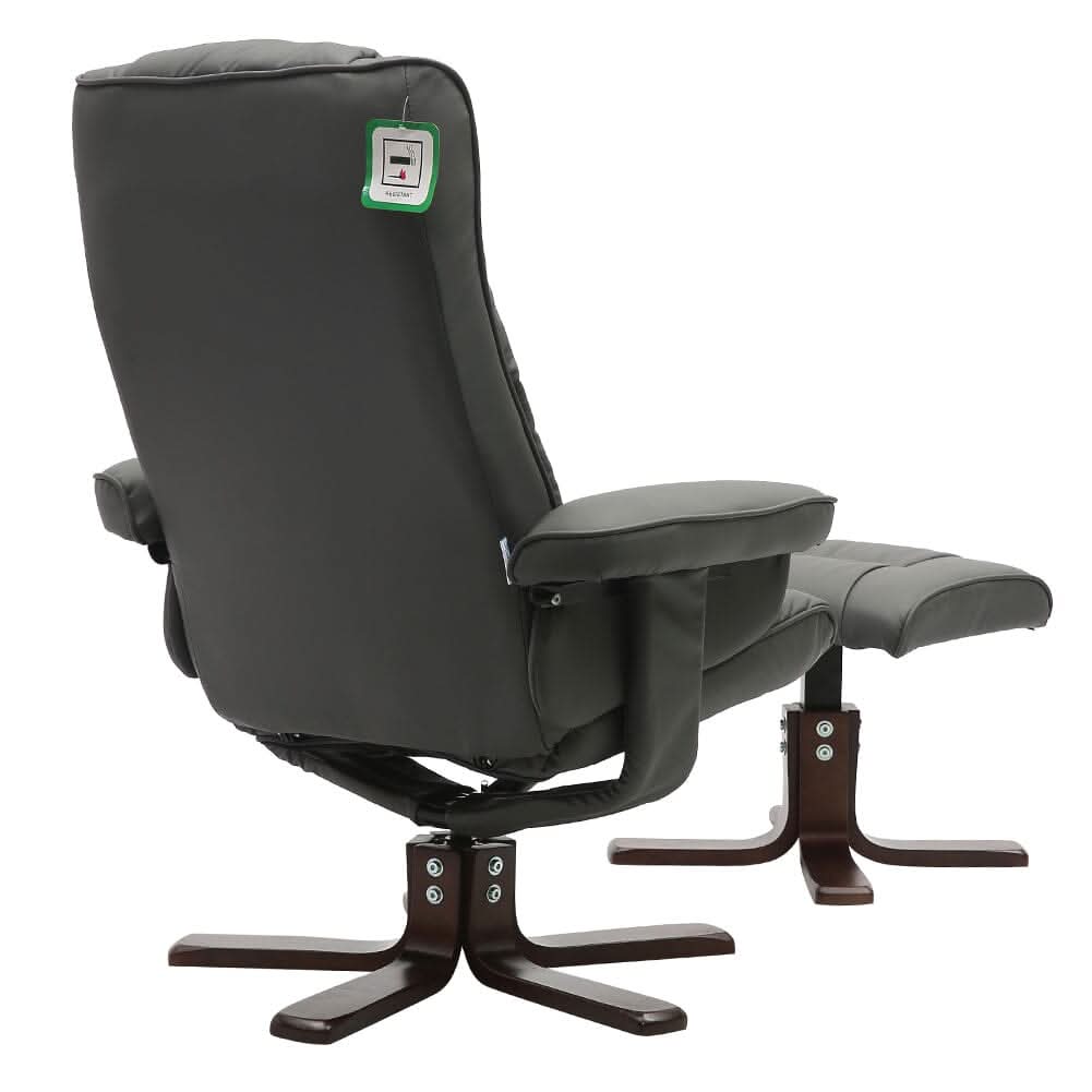 3ft Swivel Recliner Chair Armchair PU Leather with Footstool