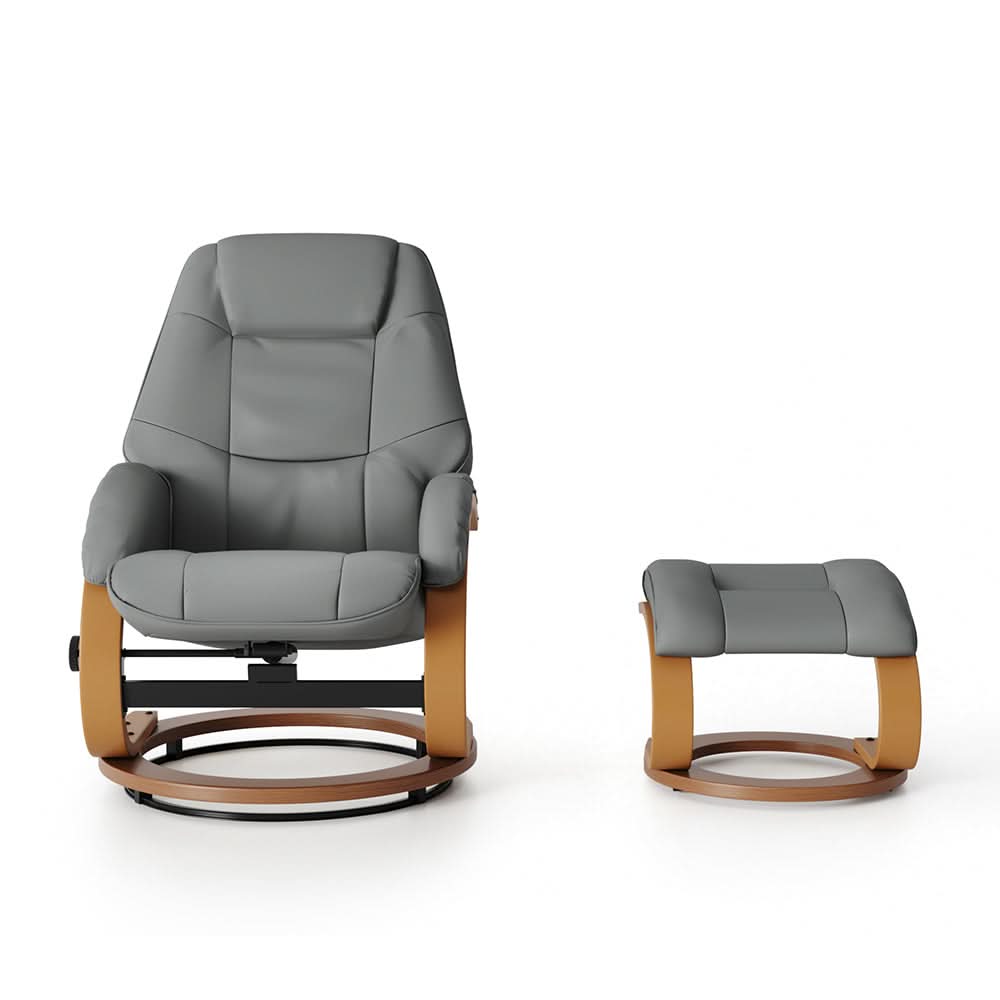 Leather Recliner Armchair with Footstool PU High Back