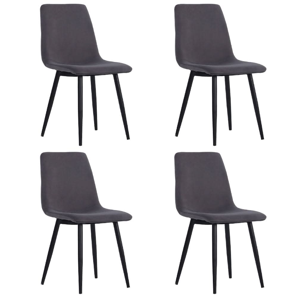 Set of 4 Curved Frosted Velvet Dining Chairs