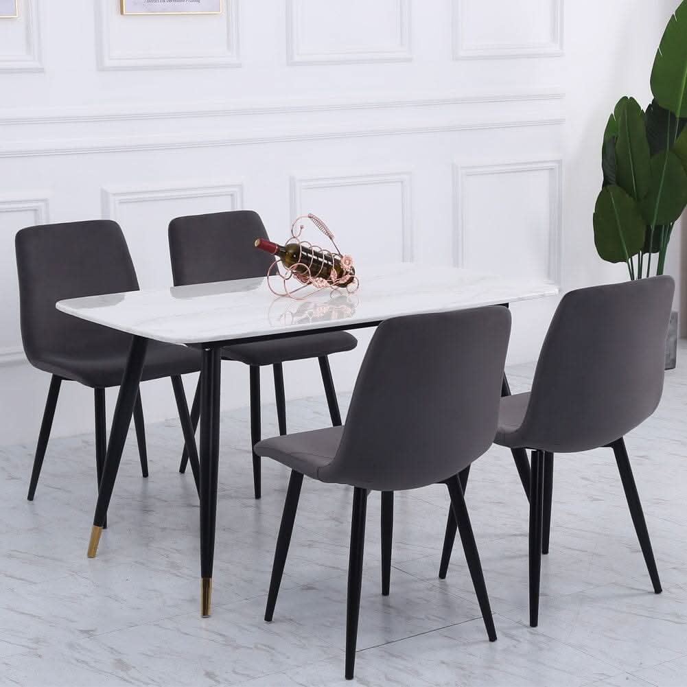 Set of 4 Curved Frosted Velvet Dining Chairs