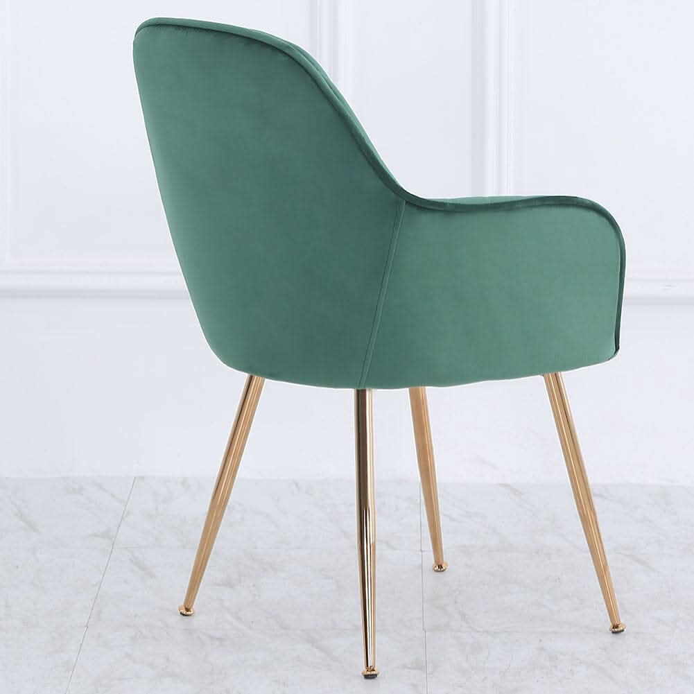 Set of 2 Velvet Dining Chairs with Pad and Armrest Green