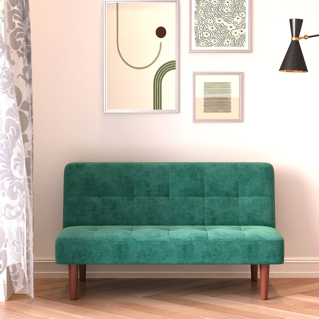 Compact Convertible Sofa Bed with Wooden Legs and Comfortable Upholstery
