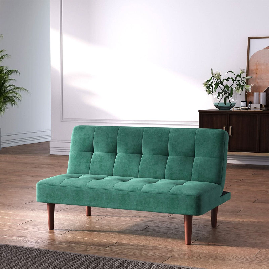 Compact Convertible Sofa Bed with Wooden Legs and Comfortable Upholstery