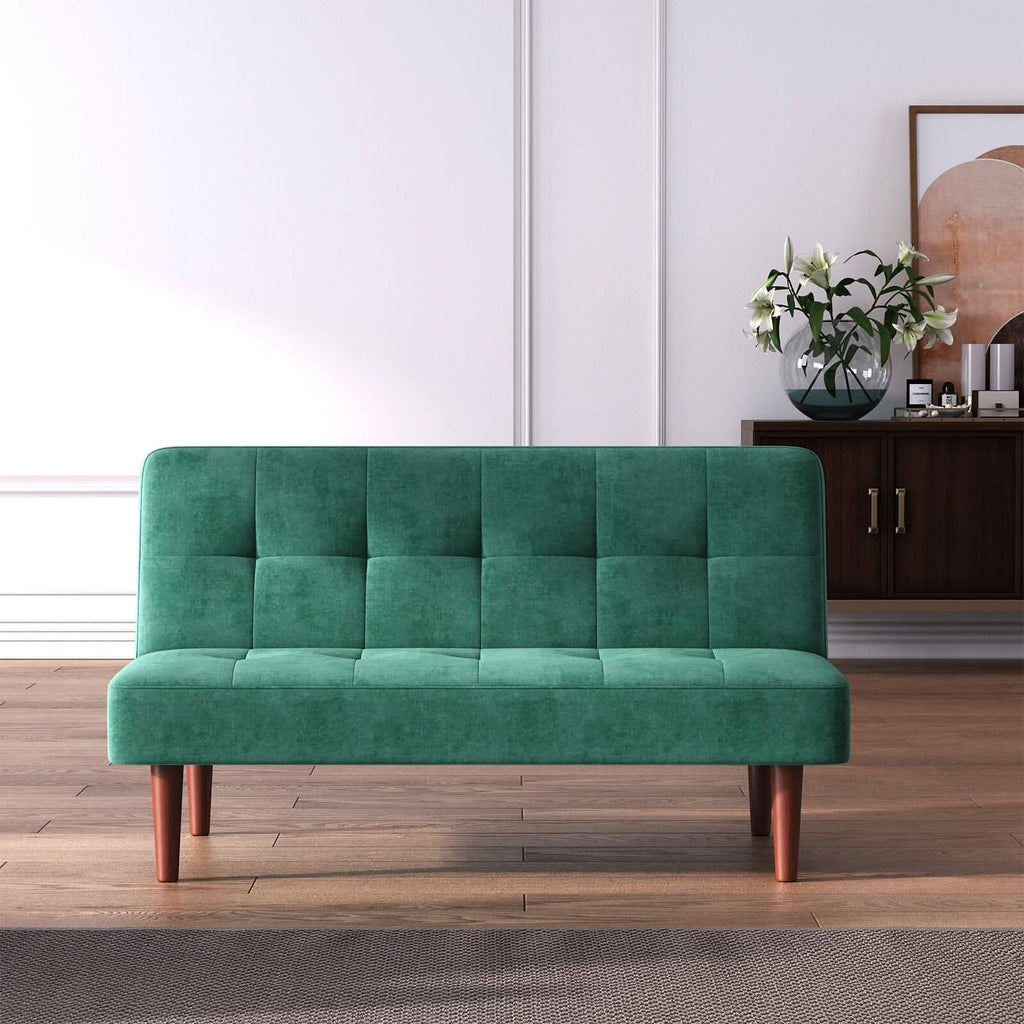 Compact Convertible Sofa Bed with Wooden Legs and Comfortable Upholstery