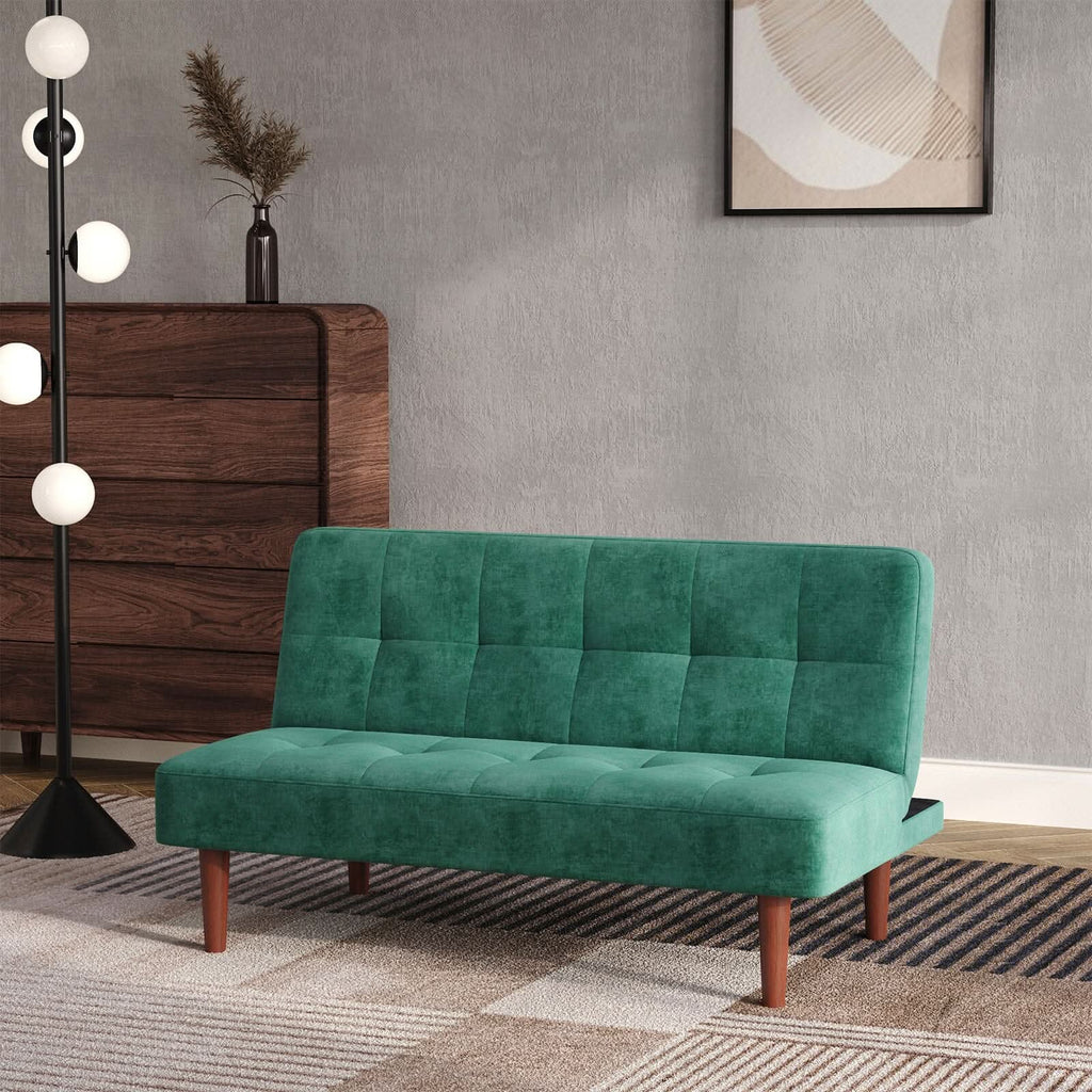 Compact Convertible Sofa Bed with Wooden Legs and Comfortable Upholstery