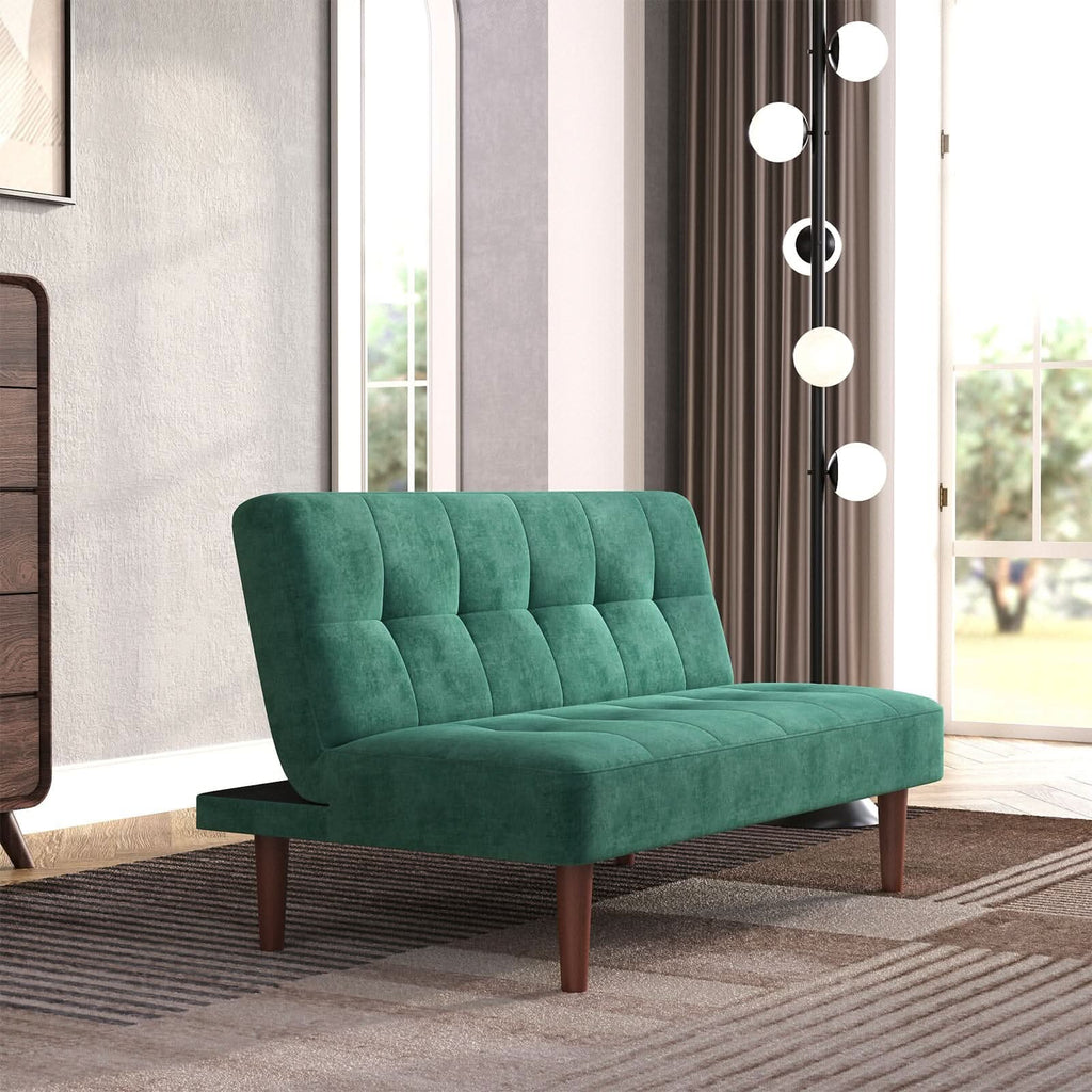 Compact Convertible Sofa Bed with Wooden Legs and Comfortable Upholstery
