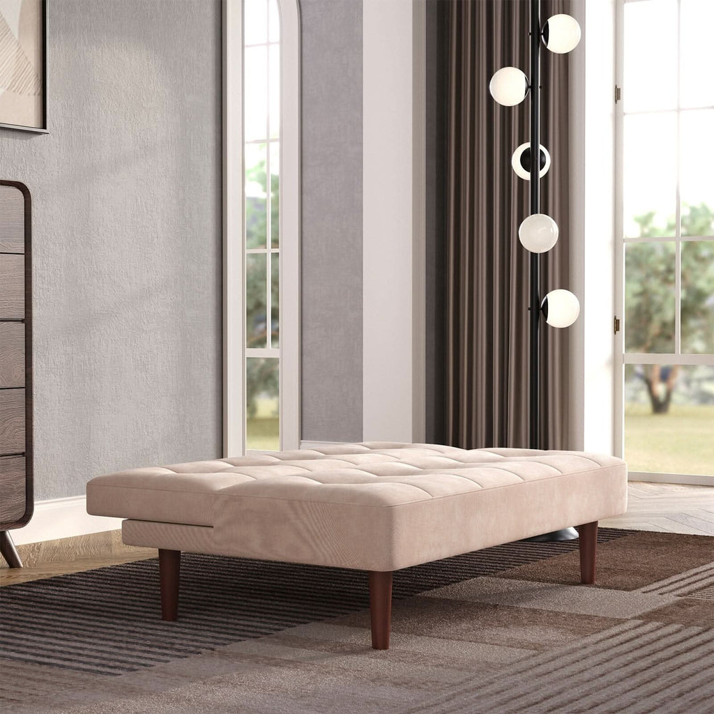 4ft Sofa Bed Wide Modern 2 Seater Padded Convertible Sofa Bed with Wooden Legs