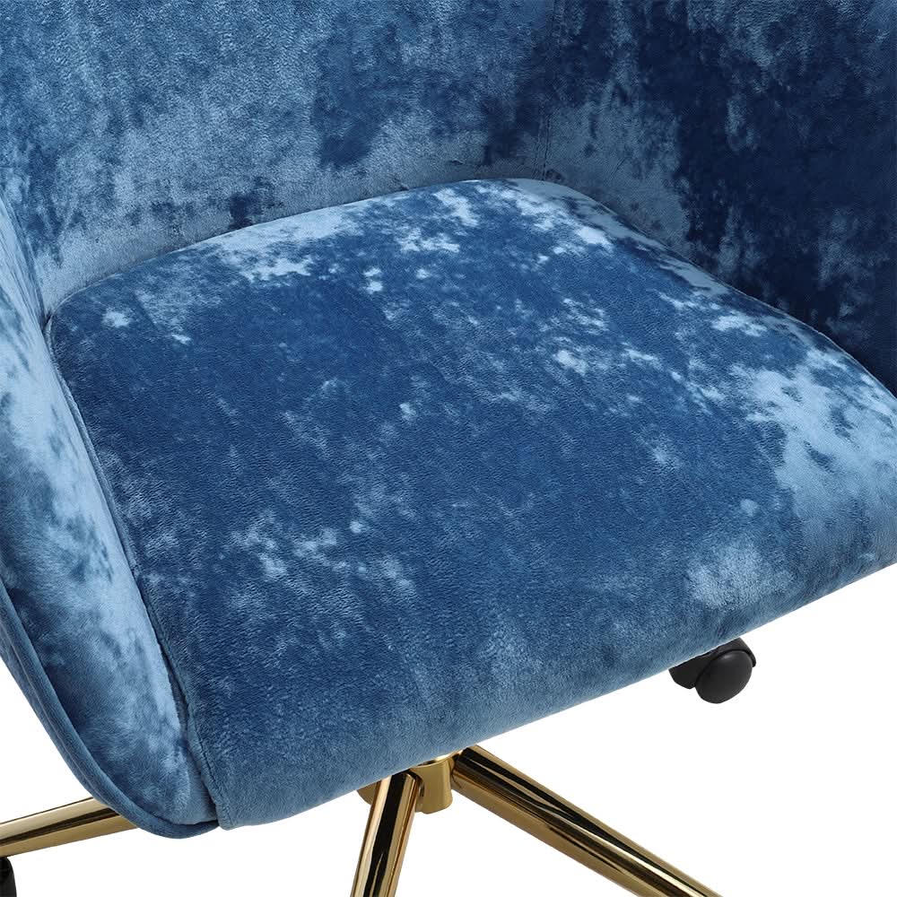 88cm Height Velvet Upholstered Home Office Swivel Task Chair with Flared Arms