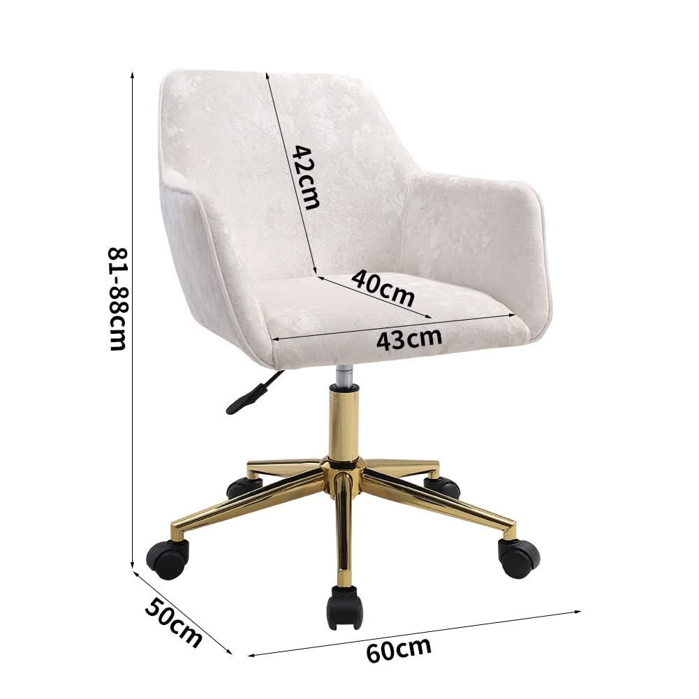 88cm Height Velvet Upholstered Home Office Swivel Task Chair with Flared Arms