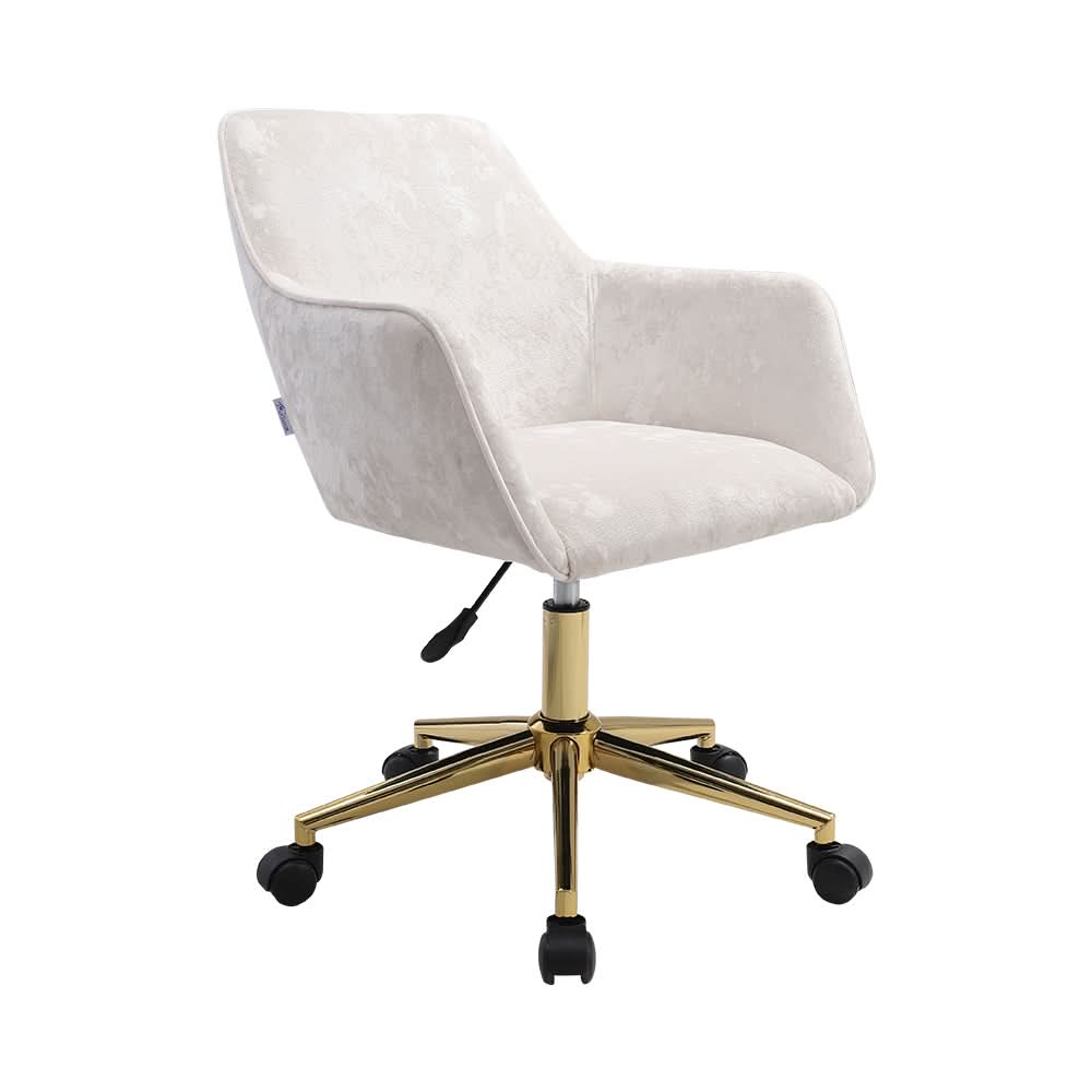 88cm Height Velvet Upholstered Home Office Swivel Task Chair with Flared Arms