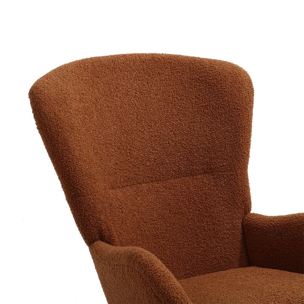 Modern Faux Wool Rocking Chair Upholstered Beige