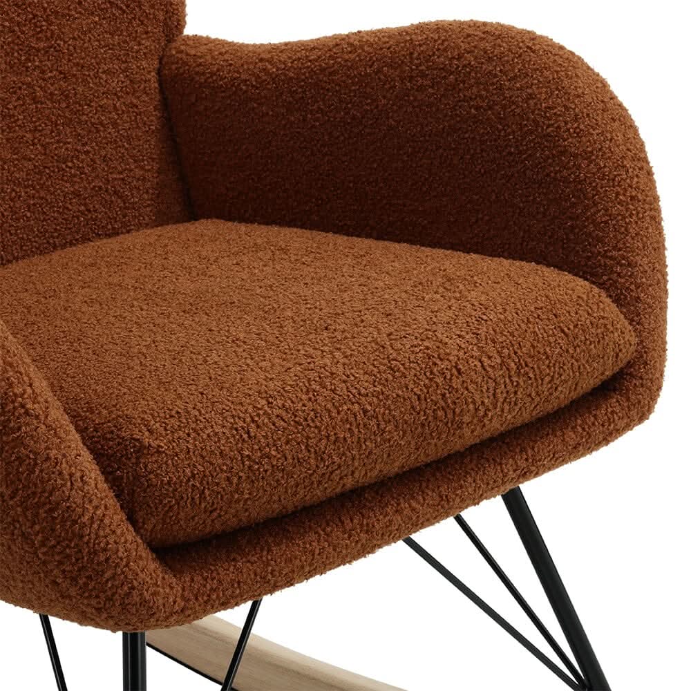 Modern Faux Wool Rocking Chair Upholstered Beige
