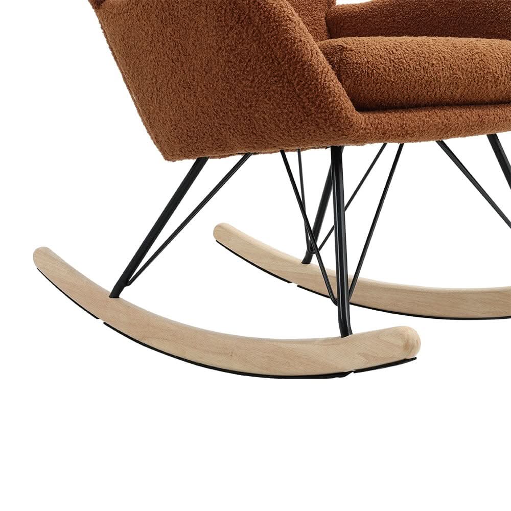 Modern Faux Wool Rocking Chair Upholstered Beige