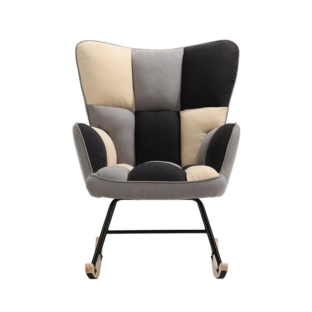 3ft Height Tufted Linen Upholstered Rocking Chair