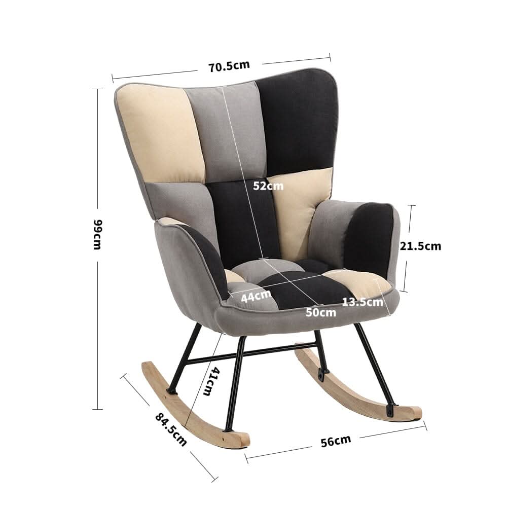 3ft Height Tufted Linen Upholstered Rocking Chair