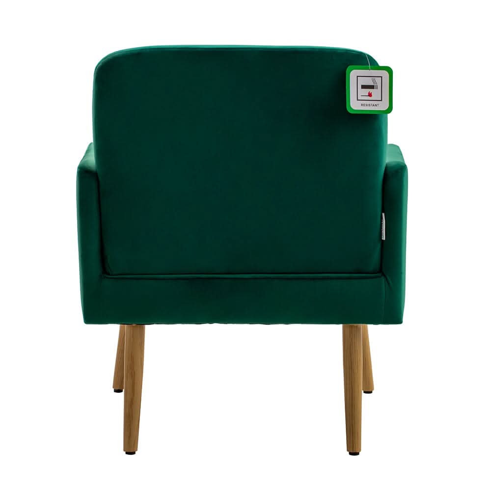 Wooden Legs Velvet Armchair Chair with Footrest
