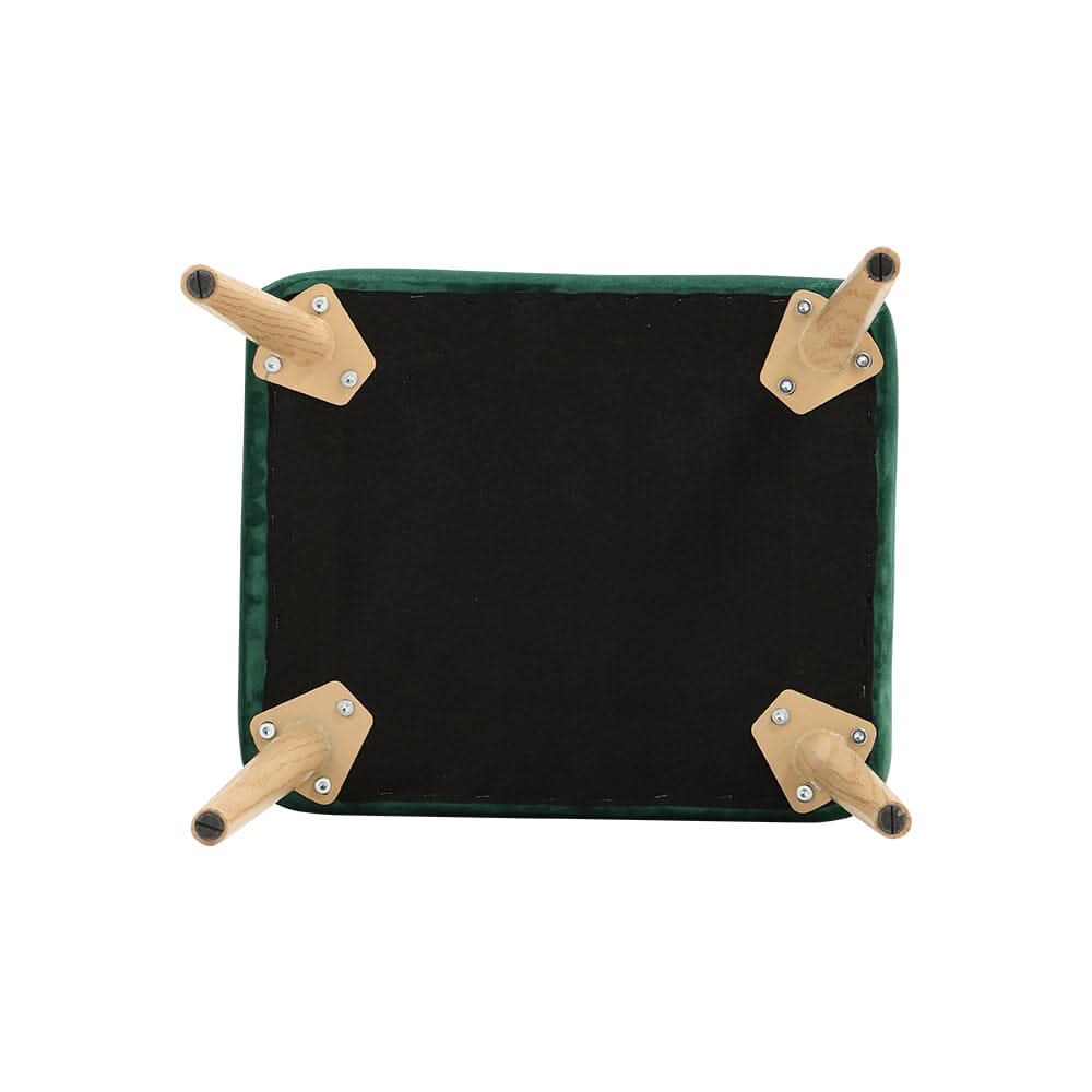 Wooden Legs Velvet Armchair Chair with Footrest