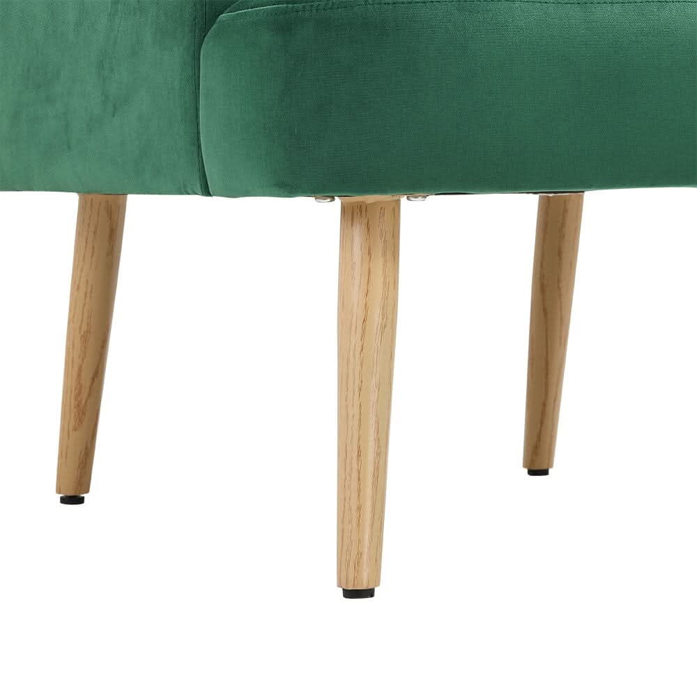 Wooden Legs Velvet Armchair Chair with Footrest