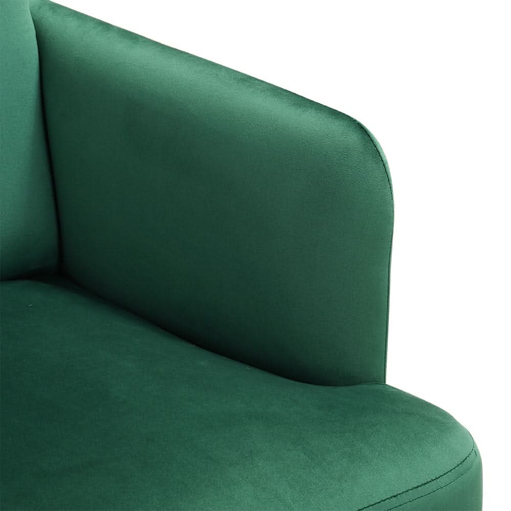 Wooden Legs Velvet Armchair Chair with Footrest